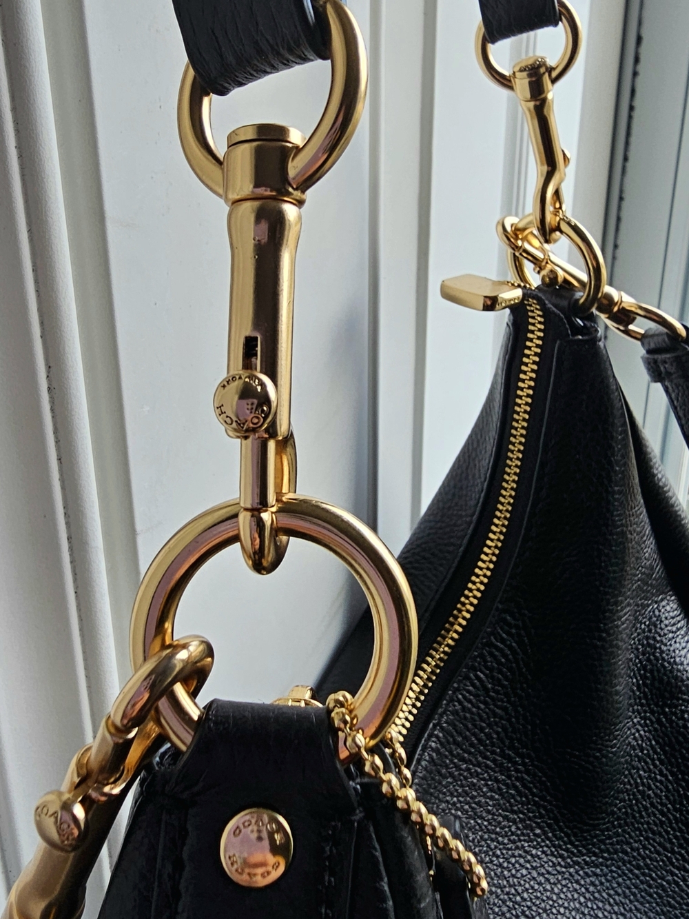 Coach Black Pebbled Leather Hobo with Gold Hardware - Picture 4 of 12